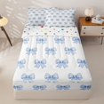 thumbnail image 2 of Homewish Blue Gingham Bow Zipper Full Size Comforter Sets with Fitted Sheet and 2 Pillowcases, Princess Ribbon Zipper Bedding Set, Polka Dots Reversible, 4pcs, 2 of 6