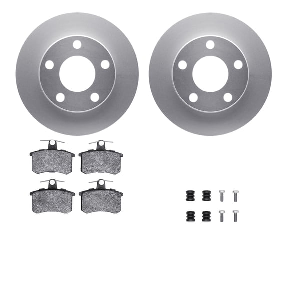 Dynamic Friction Company Rear Geospec Brake Rotors with 5000 Advanced Brake Pads includes Hardware 4512-74088
