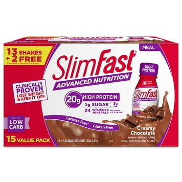 Slimfast Advanced Nutrition High Protein Meal Replacement Shake, Creamy Chocolate, 20G Of Ready To Drink Protein, 11 Fl. Oz Bottle, 15 Count