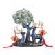 thumbnail image 1 of Árbol de la fortuna de cristal con adorno de ciervo for la entrada de la sala de estar y el enfriador de vino., 1 of 3