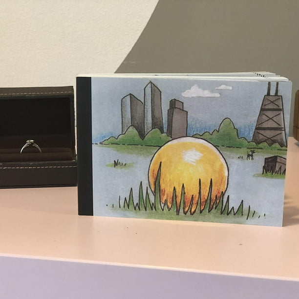 Ocultar anillo Flipbook para propuesta, Flipbook Express Love Cartoon Romántico Proponer Prop DIY Flip Book para cumpleaños, vacaciones, boda Macarena Ocultar libro animado de anillos
