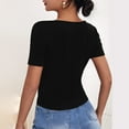 thumbnail image 6 of Itsame Women Plain Short Shirt Sleeved Tops Womens Casual T-Shirt Round Neck Slim T Shirt Black Size M, 6 of 9