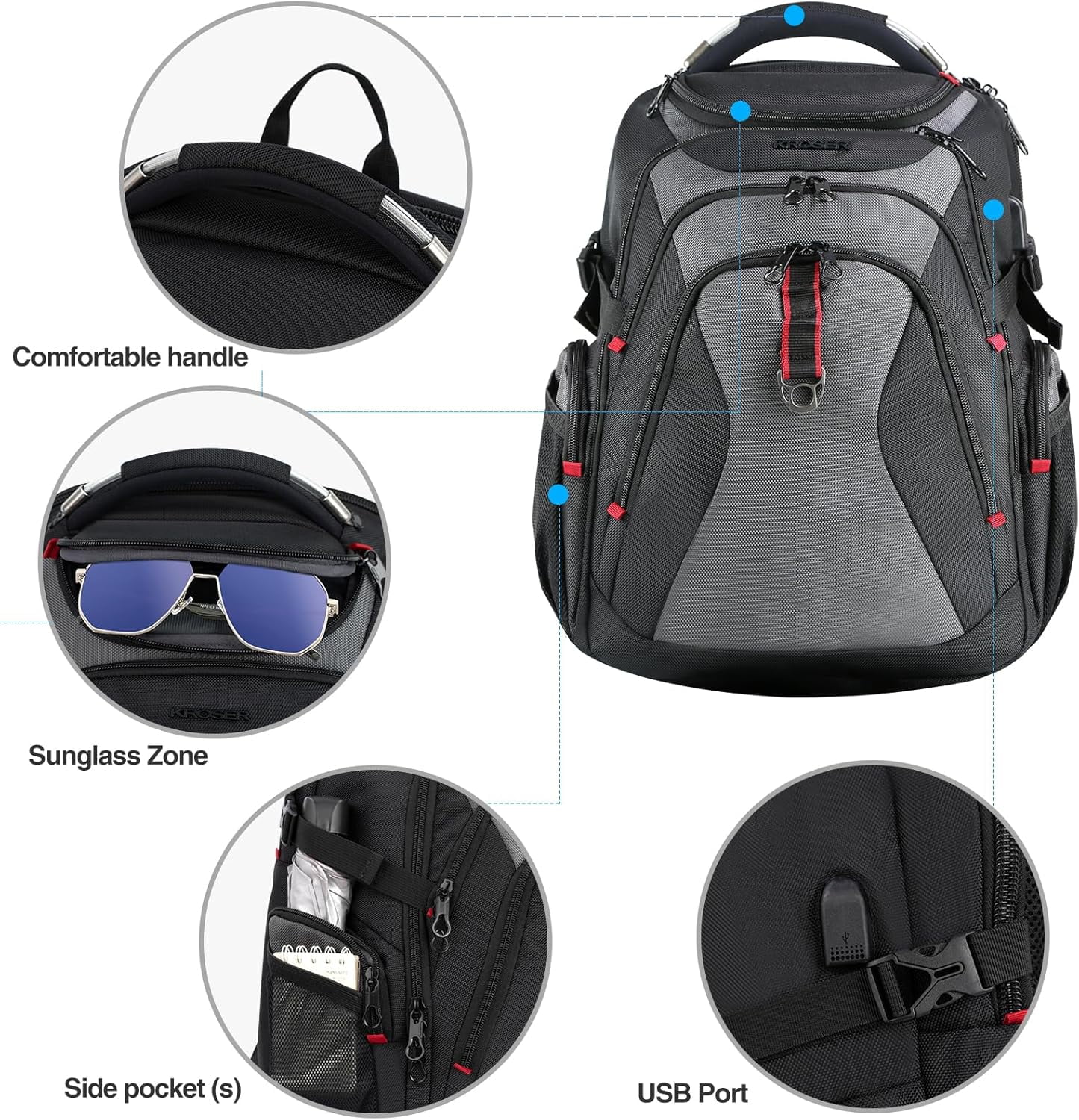 KROSER Durable Fabric 17.3-Inch Laptop Backpack