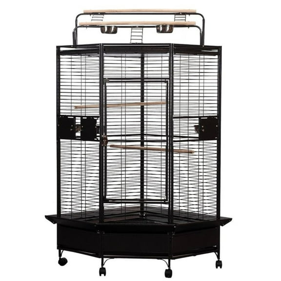 CC3232 Black Large Corner Bird Cage, by A&E Cage Compamy