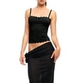thumbnail image 4 of Women's Summer Cami Tops, Sleeveless Square Neck Bow Front Lace Patchwork Camisole, 4 of 9