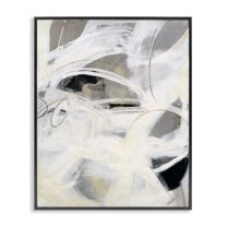 Stupell Industries White Abstract Expression Abstract Painting Black Framed Art Print Wall Art, 24 x 30