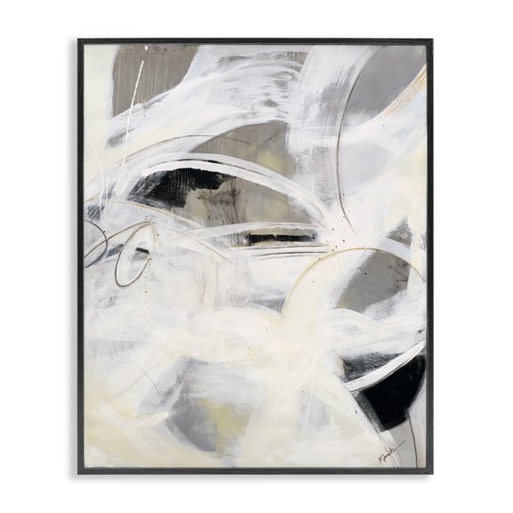 Stupell Industries White Abstract Expression Abstract Painting Black Framed Art Print Wall Art, 24 x 30