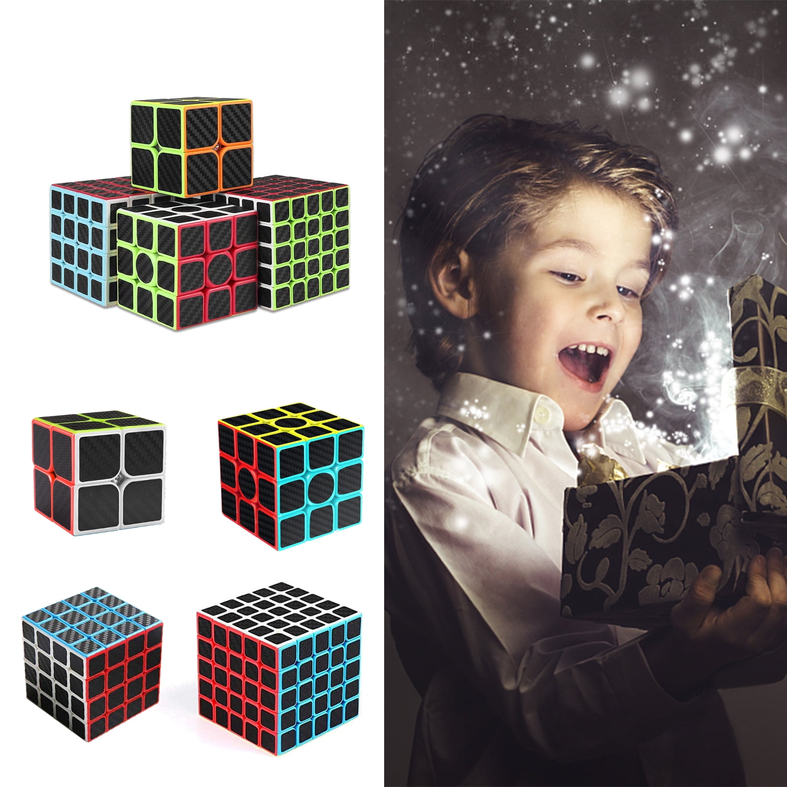 Z-Cube 3x3 Rainbow Speed Magic Cube Jigsaw Twist Puzzle Toys Black with Base 