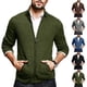thumbnail image 3 of Suéter de otoño e invierno para hombre, de color sólido, cuello semialto, manga larga, cremallera, corte ajustado, cárdigan de punto, ropa masculina europea y americana, 3 of 5
