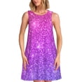 thumbnail image 1 of Easygdp Purple Glitter para Vestido Transpirable de Mujer, Vestido Suelto de Manga Corta con Pliegues y Bolsillos para el Verano, 1 of 7