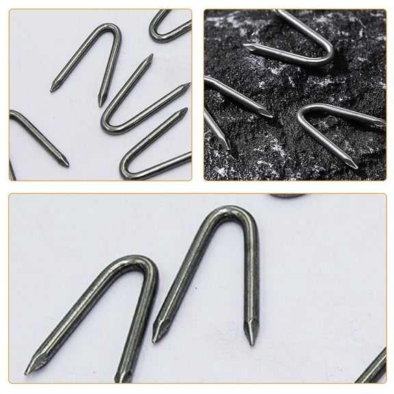 Hemoton 140pcs Heavy-Duty U-Shaped Fence Staples for Wire Fencing, Chicken Wire, Mesh, U Nails Fasteners for Secure Fencing
