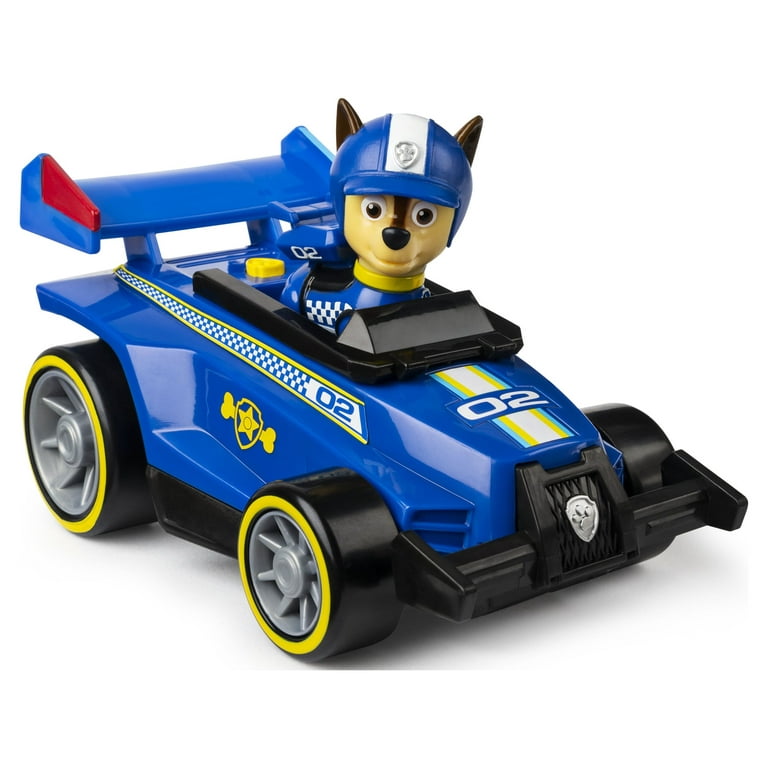 PAW Patrol, Ready, Race, Rescue Chase’s Race & Go Deluxe Vehicle with  Sounds, for Kids Aged 3 and Up