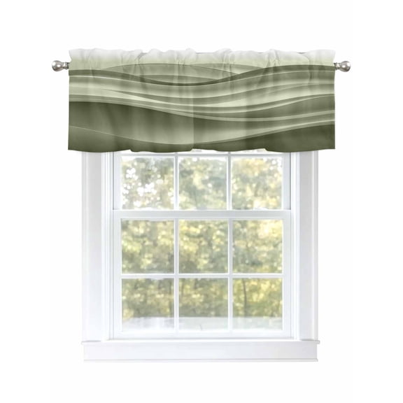 Green Gradient Valances for Windows Fluid Wave Art Abstract Modern Rod Pocket Curtains Valance Short Window Treatment Drapes for Living Room, Bedroom Bathroom 42" W x 18" L