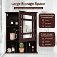 thumbnail image 6 of Resenkos Wall Mounted and Mirrored Bathroom Cabinet-Brown, Wall Cabinet for Bathroom Laundry Room Kitchen, 6 of 8