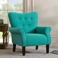 thumbnail image 4 of Aukfa Modern Accent Chair,Wing Back Armchair for Living Room,Club Chair Roll Arm Single Sofa with Wooden Legs,Teal, 4 of 10
