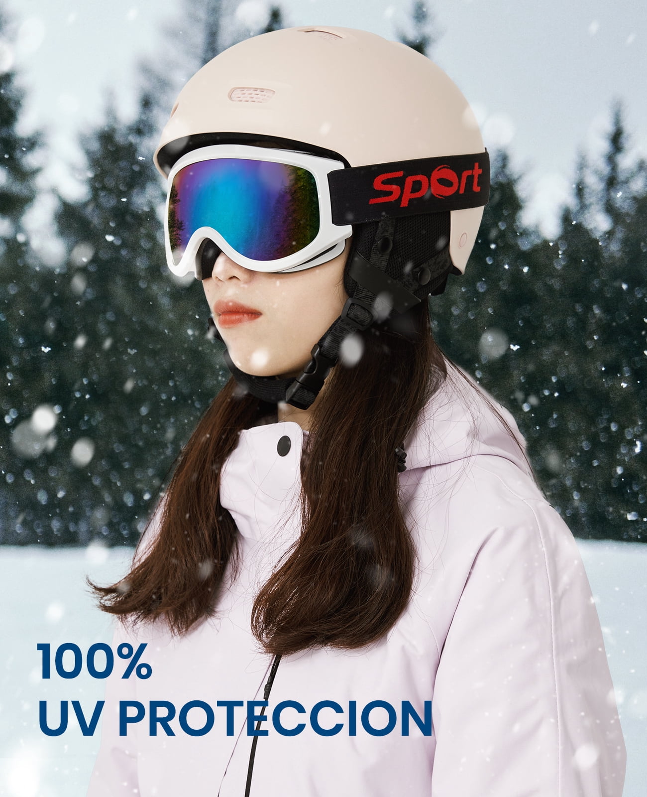 Cyxus Ski Goggles for Men Women 100% UV Protection OTG Snowboard VTL17%（White Frame Blue Lens）