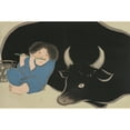 thumbnail image 2 of Kamisaka Sekka 14x11 Black Ornate Wood Framed Double Matted Museum Art Print Titled: Oxherd (Bokudo) (1909-1910), 2 of 5