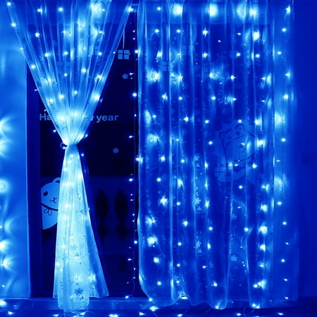 Christmas Gifts Under 300 TORCHSTAR 9.8ft x 9.8ft LED Curtain Lights, String Lights for Decorations, Christmas, Holiday, 300 LEDs, Blue ()