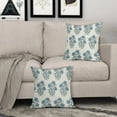 thumbnail image 3 of Blue Floral Throw Pillow Covers 20x20 Light Blue Green Chinoiserie Flowers Leaves Birds Decorative Pillows Outdoor Linen Farmhouse Cushion Case Pillowcase Sofa Bed Room Decor Set of 2, 3 of 6