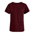 thumbnail image 5 of Hfnxid Womens Scrub Top Plus Size V Neck Short Sleeve T Shirts Loose Fit Breathable Nursing Tops Summer Lightweight Work Uniform Top Wine XXXXL, 5 of 7