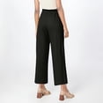 thumbnail image 4 of Womens Capri Pants for Baggy Comfy Linen Elastic Bell Bottom Lightweight Cropped Pants High Waist Drawstring Stretch Causal Boho Pants with Pockets Black XL, 4 of 6