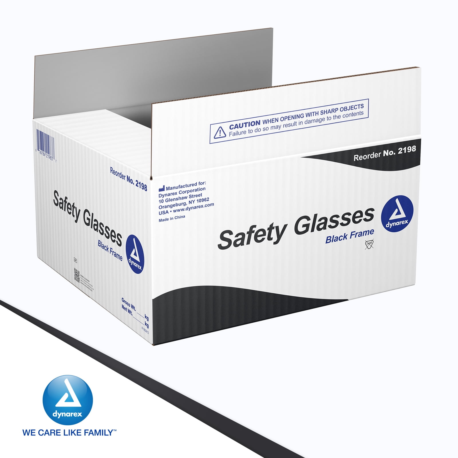 Dynarex Safety Glasses - Eye Protection for Medical, Dental, Lab Use - Wraparound Frames, Wide-View Optical Lens, Short Side Shields - Black, 50-Count