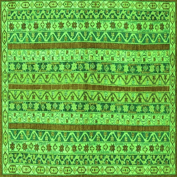 Ahgly Company Indoor Square Abstract Green Modern Area Rugs, 6' Square