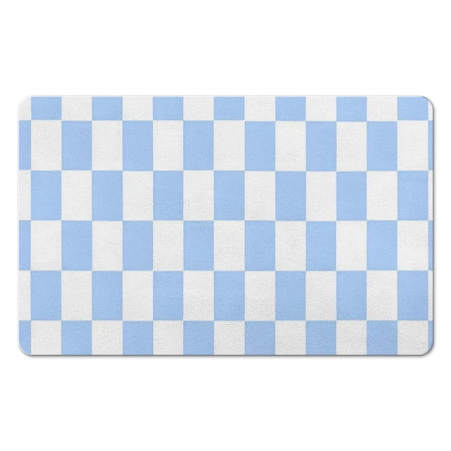 Non-Slip Luxury Checkered Bath Rug | 20x32in | Absorbent, Soft Microfiber | Classic Bath Carpet for Bathroom Floor