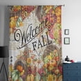 thumbnail image 5 of Welcome Fall Semi Sheer Curtains Drapes for Living Room, Bedroom, French Doors Window 96 Inches Long, Farmhouse Thanksgiving Pumpkins Rod Pocket Chiffon Curtain Drapery Voile Draperies Panel, 5 of 6