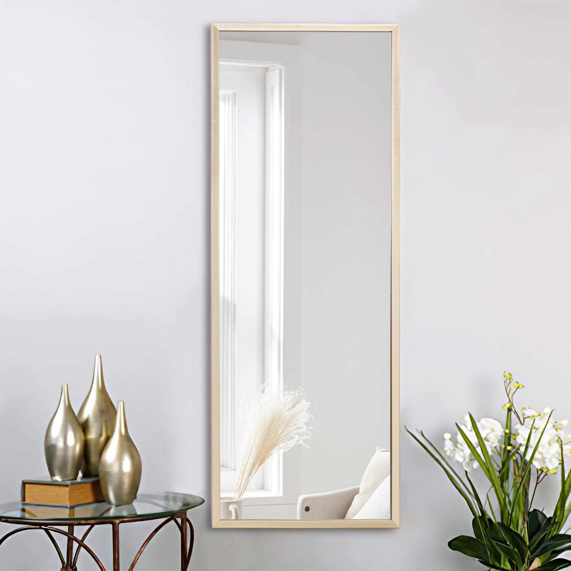 43"*16" Full Length Mirror PS Standing Floor Mirror Rectangle Full Body Mirror Gold