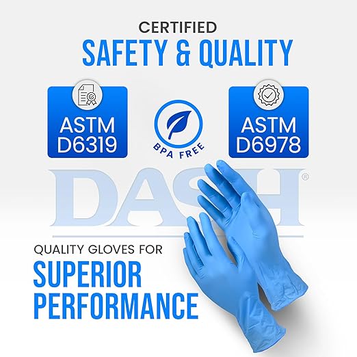 Dash BLU100 Nitrile Exam Gloves - Light Blue - 4.3 mil - Box of 100 (S)