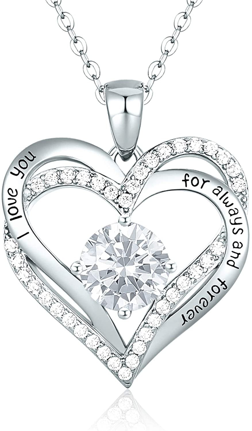 Details about   Heart CZ Pendant on 16 inch sterling silver chain .925 Hearts Love