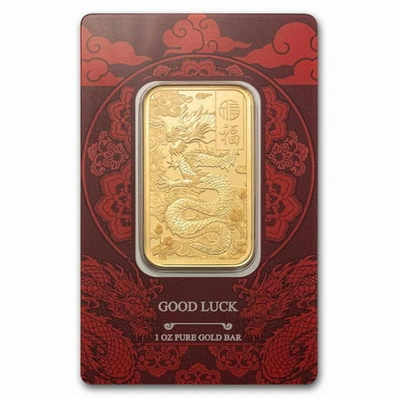 2025 1 oz Gold Bar – PAMP Good Luck Yellow Dragon (Assay)