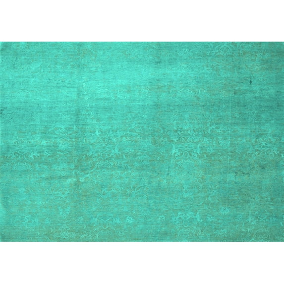 Ahgly Company Machine Washable Indoor Rectangle Abstract Turquoise Blue Contemporary Area Rugs, 5' x 8'