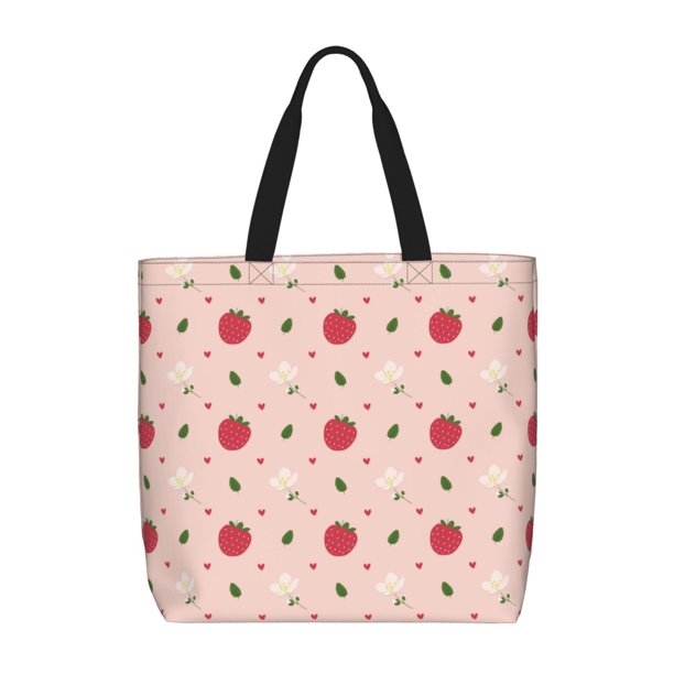 Fotbe Strawberry Bolsa Tote con Estampado para Mujer, Bolsos con Cremallera, Bolsa de Hombro Casual de Gran Capacidad con Bolsillos Internos