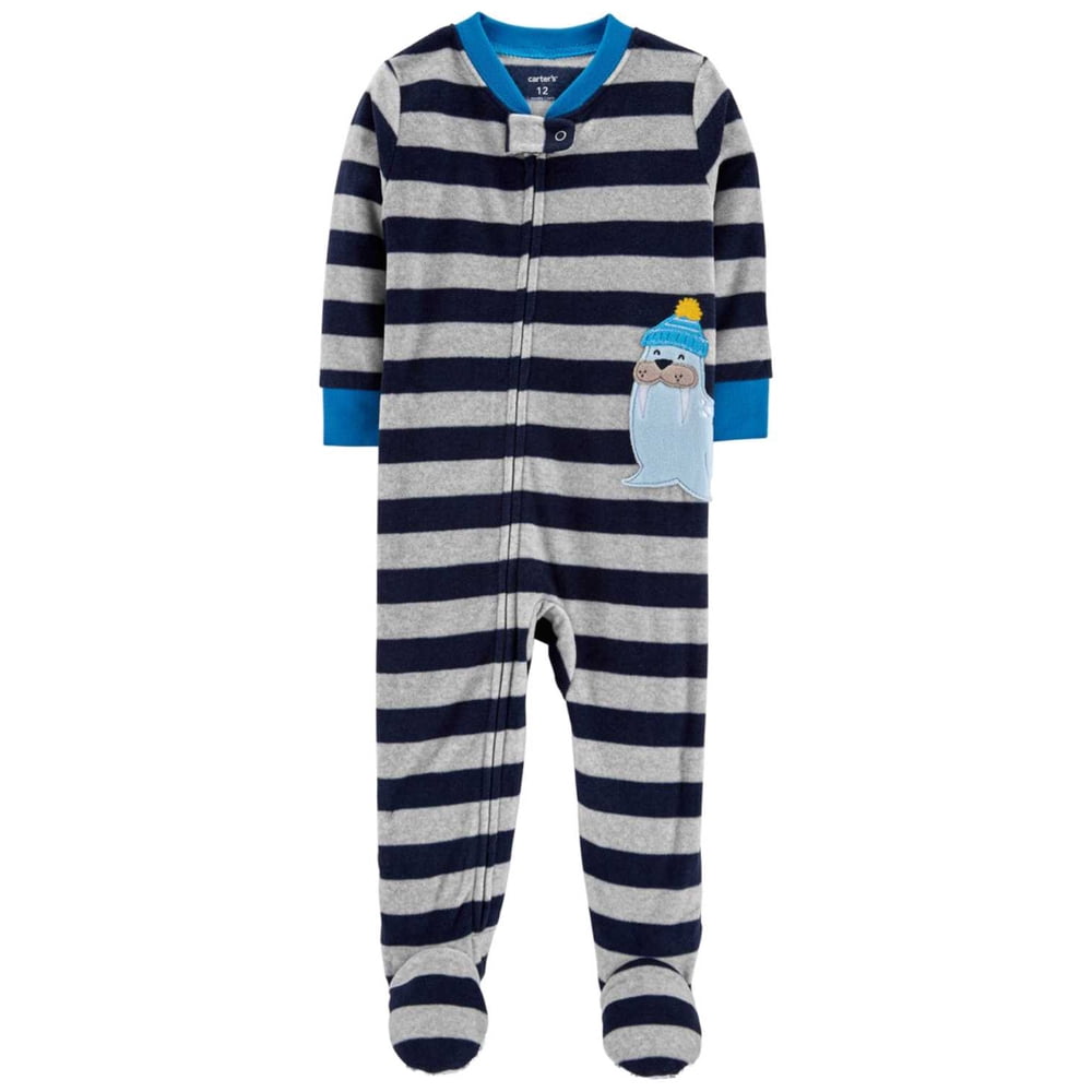 Carter's Carters Toddler Boys Plush Gray Stripe Walrus Sleeper Footed