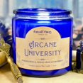 thumbnail image 1 of Fantasy & Tabletop RPG Candles, Handcrafted, Coconut-Apricot Wax, Wood Wick, Firelight Fables (10 oz Jar, Arcane University), 1 of 5