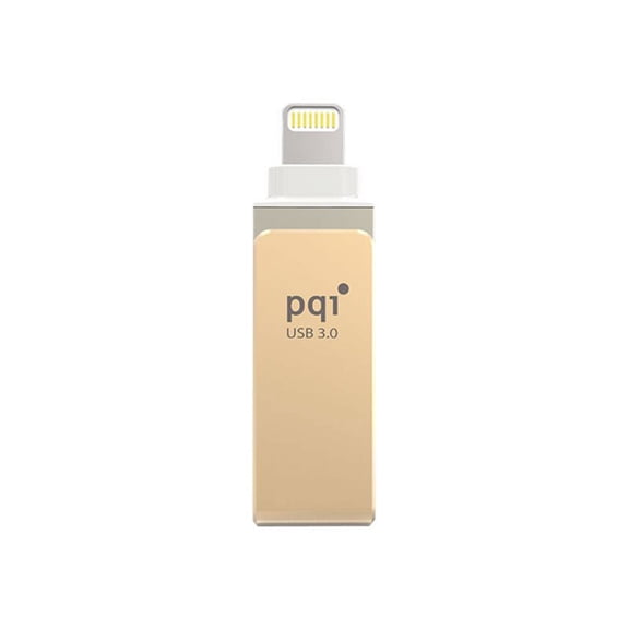 PQI iConnect mini - USB flash drive - 64 GB - USB 3.0 / Lightning - gold