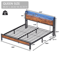 thumbnail image 5 of Hexmn LED Storage Shelves and Underbed Storage Metal Platform Bed Frame with Headboard, Queen, 5 of 7