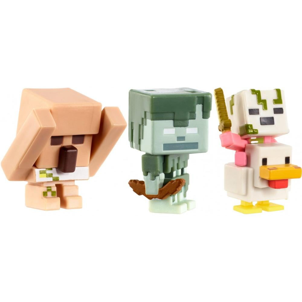 Zombie Pigman Chicken Jockey Minecraft Wood Series 10Golem Mini Figure 3-Pack