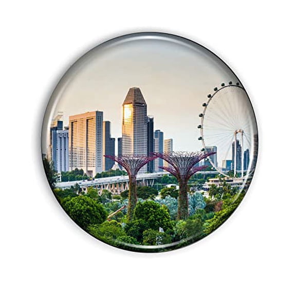 Singapore Magnet Strong and Flexible Singapore Refrigerator Magnet 1.1 Inch Epoxy Dome