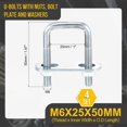 thumbnail image 2 of shiyou-M6x25x50mm U Bolts Square Kit - 4Set - Carbon Steel U-Bolt Kit with Nuts, Washers, Frame Plate - Good for Pipe, Trailer, Automotive, Leaf Spring Fastener, 2 of 4