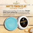 thumbnail image 2 of Woody's Hair Clay for Men, Texturizing & Sculpting Hair Styling Clay Pomade w/ Matte Finish, 3.4 oz, 2 of 6