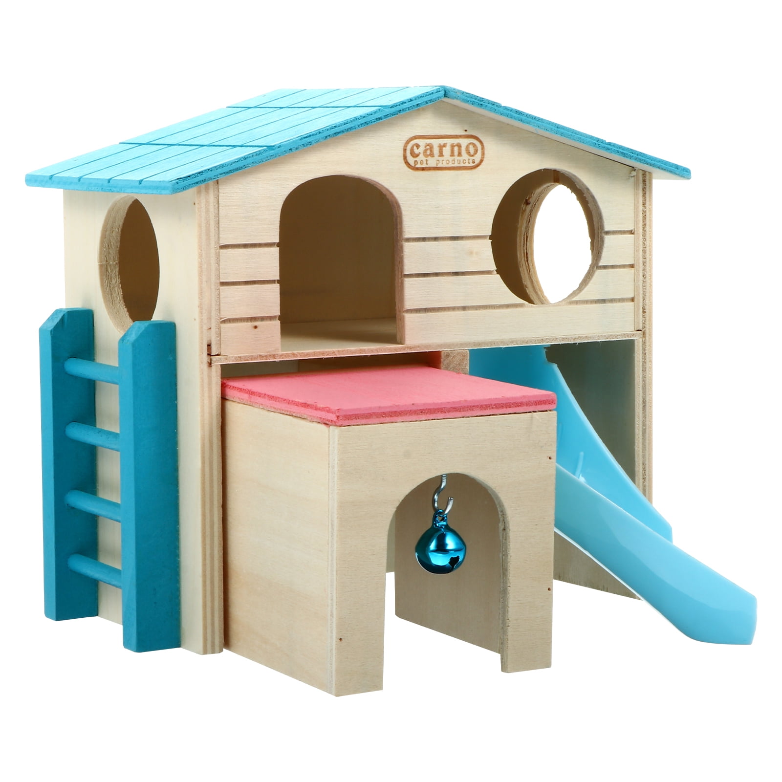 Wooden Hamster House Hideout Habitat Pet Exercise Playground Slide Deck ...