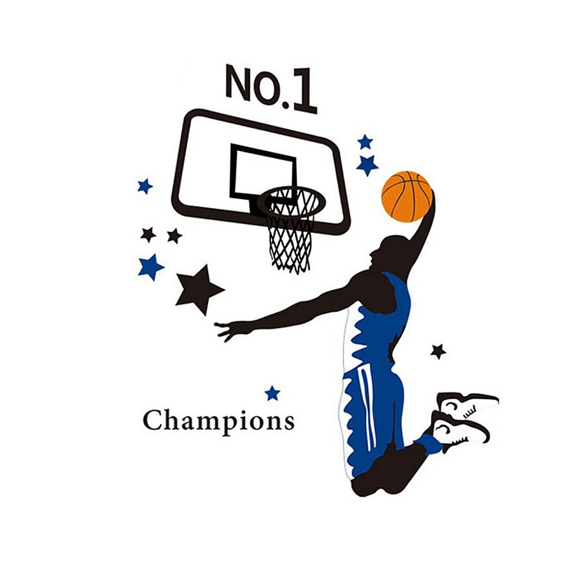 Bedroom Decor Basketball Player Silhouette Pattern Wall Sticker