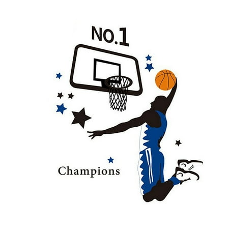 Bedroom Decor Basketball Player Silhouette Pattern Wall Sticker