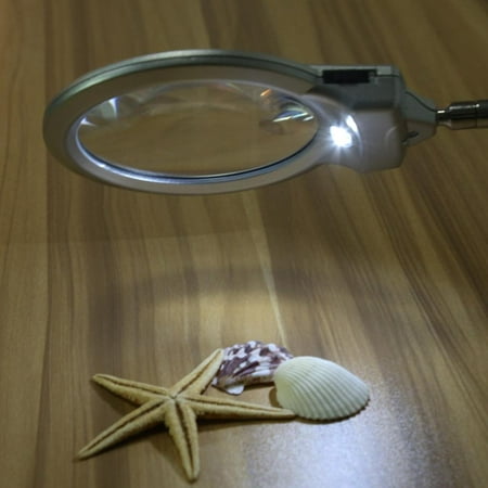 Qiilu Large Lens Table Top Desk Lamp Lighted Magnifier Magnifying