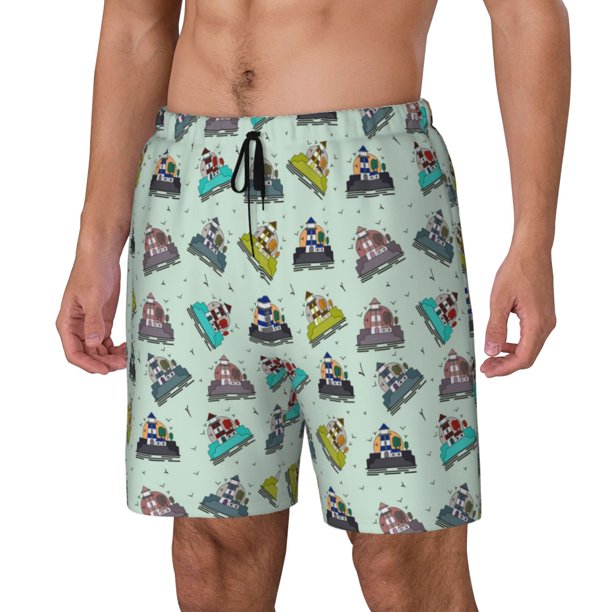 Balery Lighthouse Bañador para hombre, shorts de playa de secado rápido con entrepierna y forro de compresión-Small
