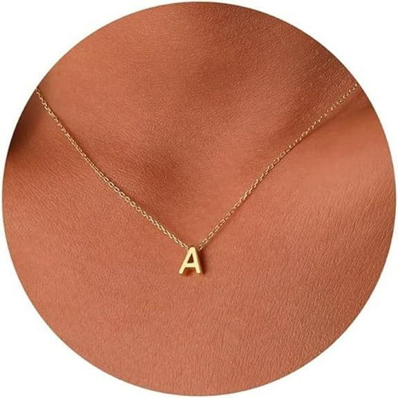 Brass Pendant Initial Necklaces for Women Golden Letter A 15.75 inch(40cm)