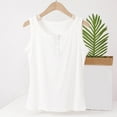 thumbnail image 2 of Wyobmus Womens Plus Size Tank Tops Soft Summer Sleeveless Henley Tank Tops Casual Oversized Camisoles Button Down Tunics Shirts X-5X A-White, 2 of 7